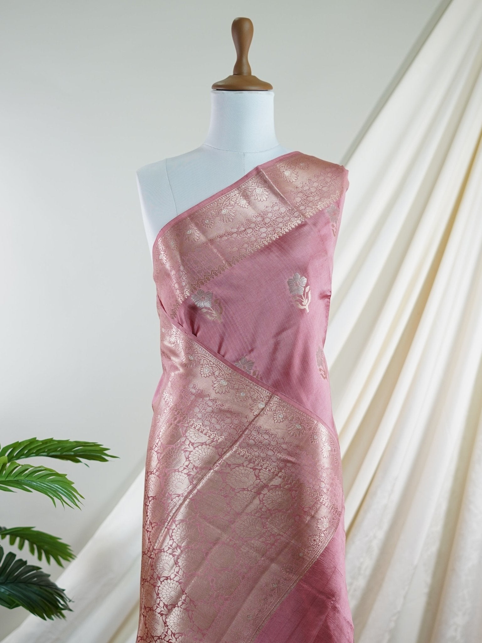 Chiniya Silk Peach 100% Pure Katan Soft Silk - Manoranjitham Weaves - Handloom Store