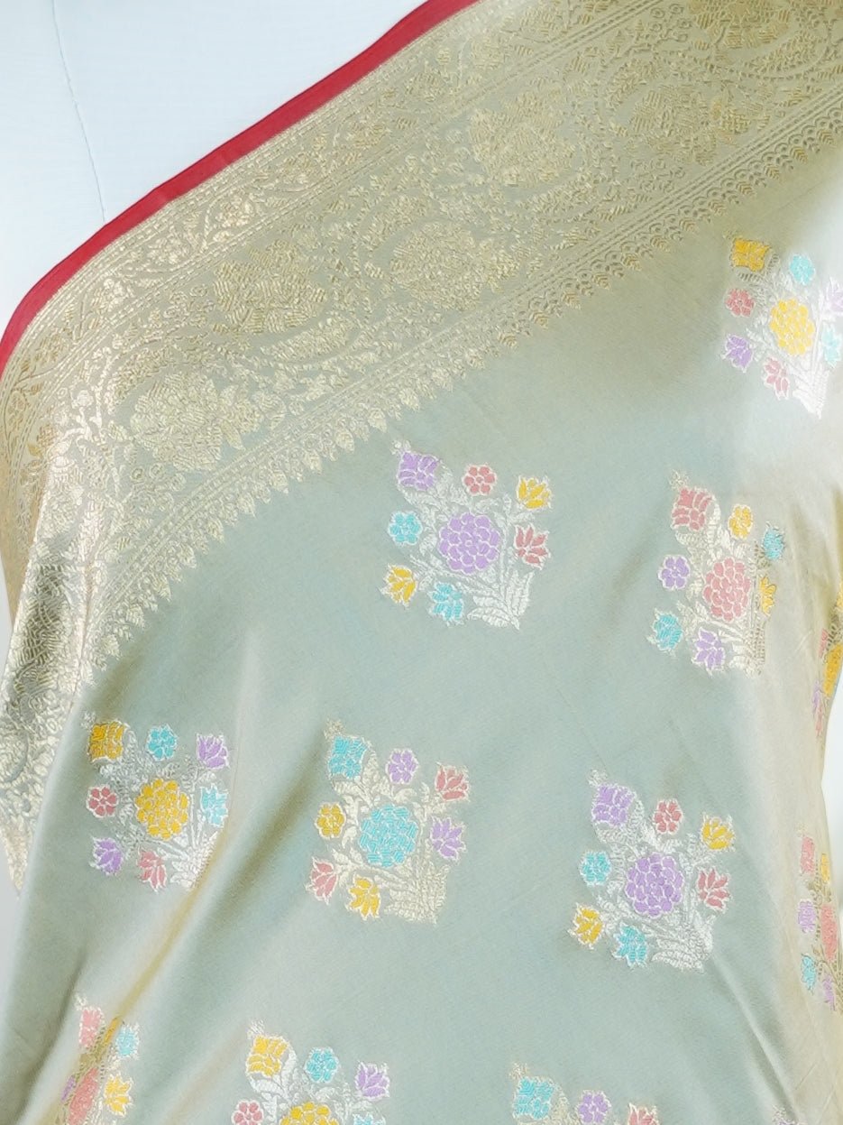 Katan Grey Katan Semi Silk - Manoranjitham Weaves - Handloom Store