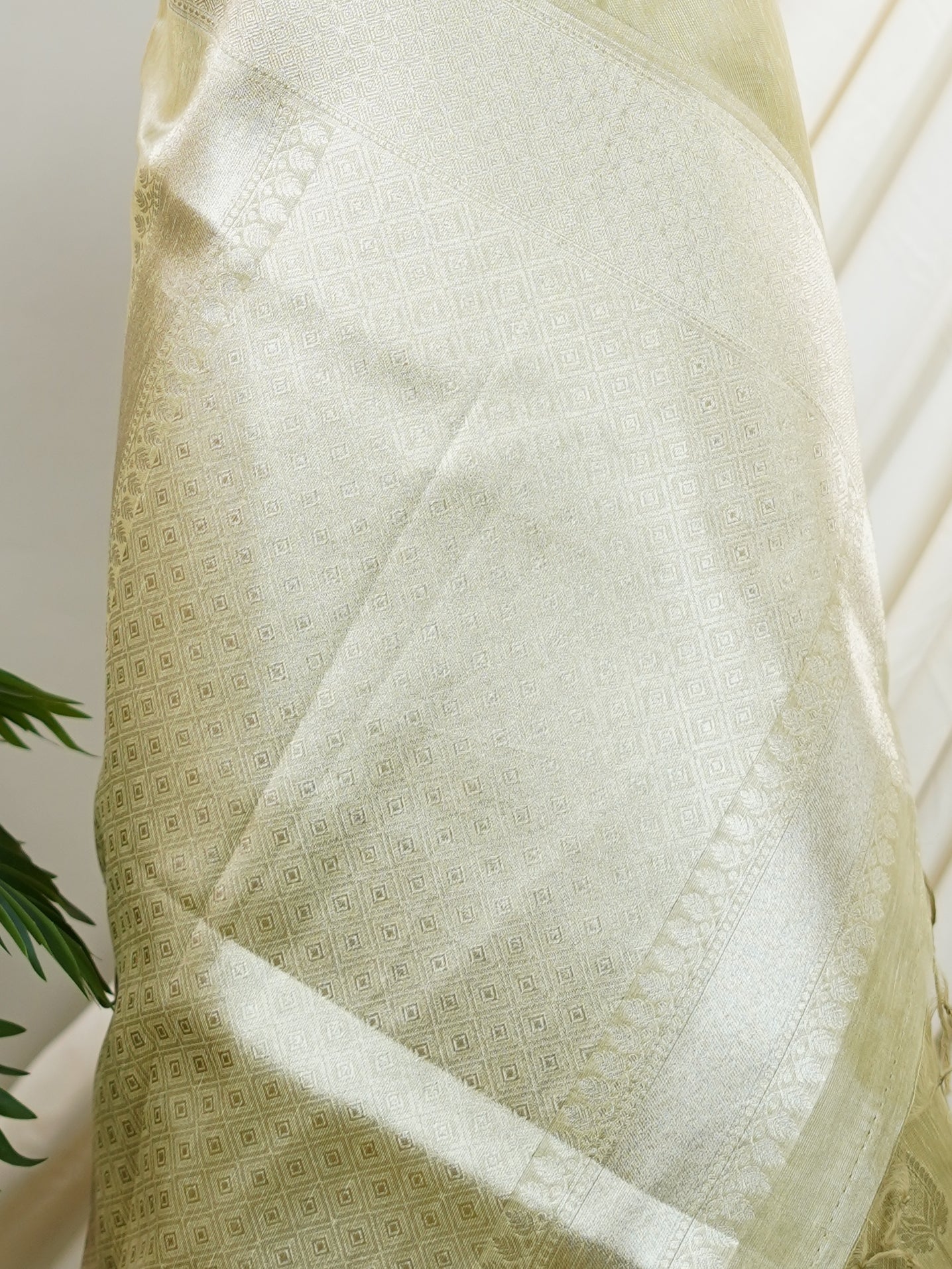 tissue Olive Green Semi Tissue - Manoranjitham Weaves - Handloom Store