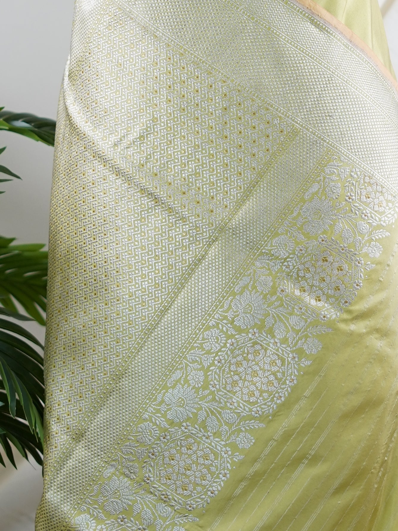 Katan Parakeet 100% Pure Katan Silk - Manoranjitham Weaves - Handloom Store