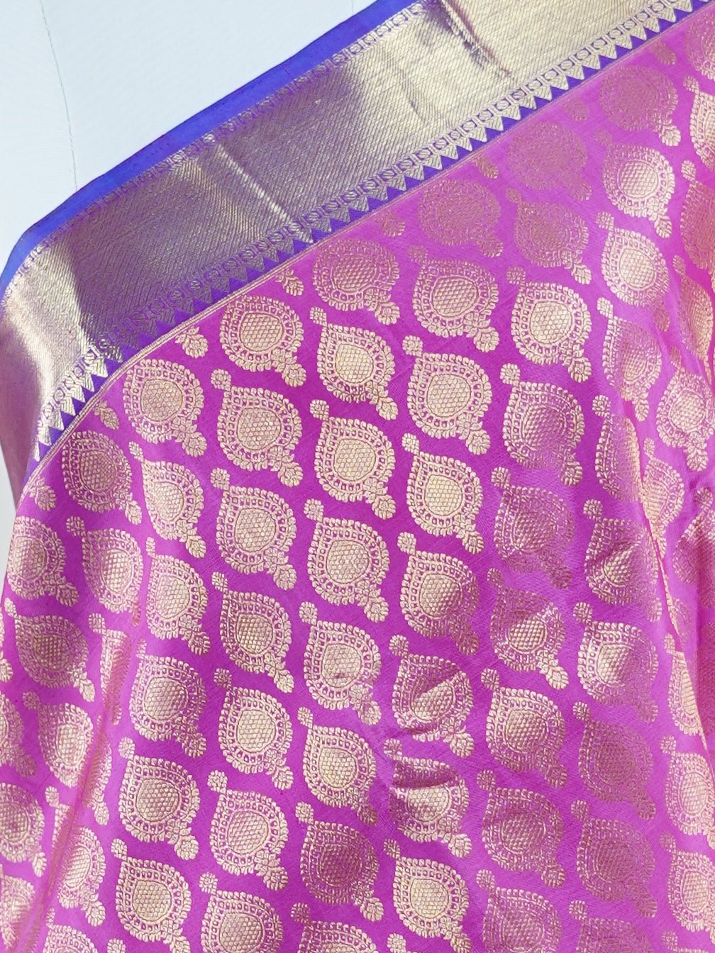 Kanchipuram Silk Pink 100% Pure Silk  - Manoranjitham Weaves - Handloom Store