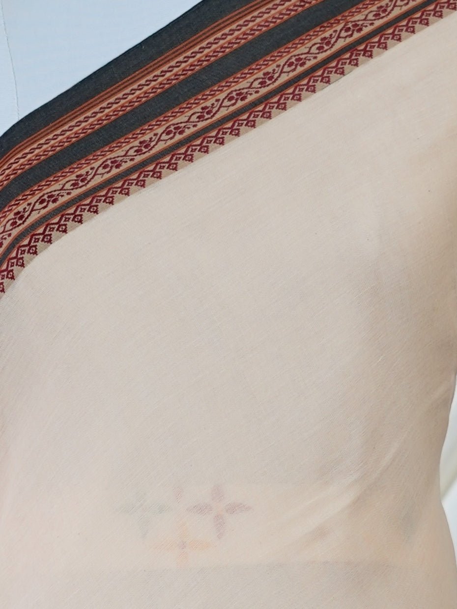 Handspun Cotton Cream Handpsun Cotton - Manoranjitham Weaves - Handloom Store