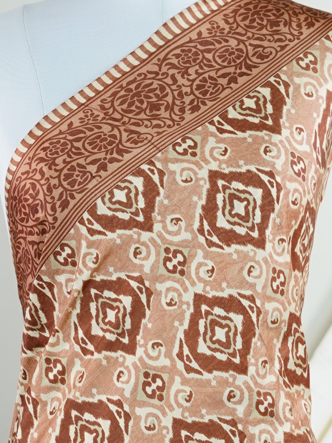 Satin Brown  Semi Mushru - Manoranjitham Weaves - Handloom Store