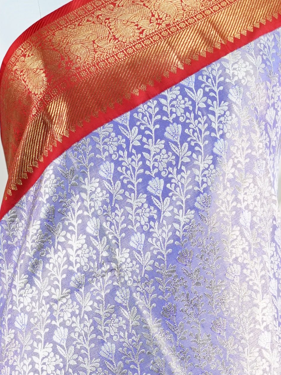 Kanchipuram Silk Lilac 100% Pure Silk  - Manoranjitham Weaves - Handloom Store