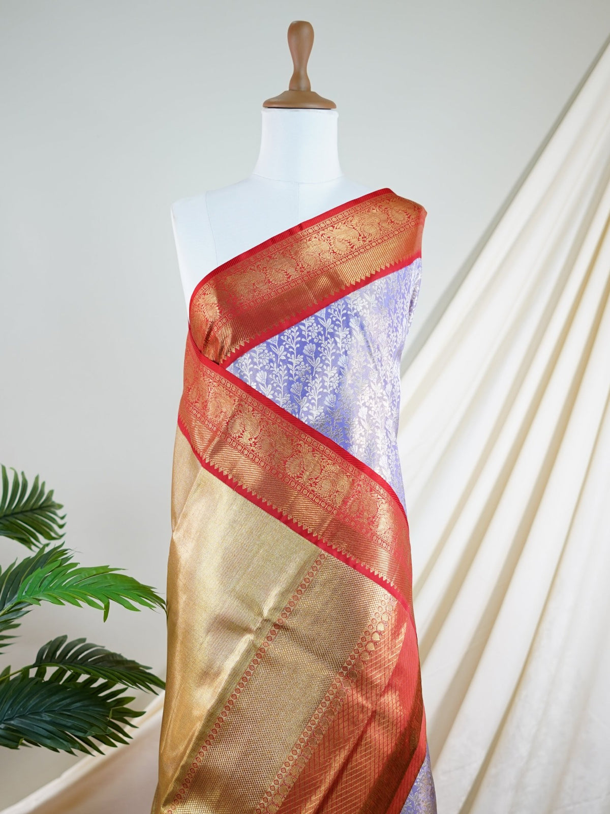 Kanchipuram Silk Lilac 100% Pure Silk  - Manoranjitham Weaves - Handloom Store