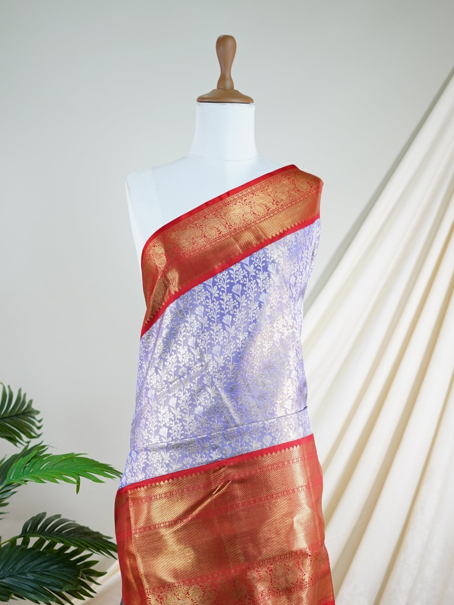 Kanchipuram Silk Lilac 100% Pure Silk  - Manoranjitham Weaves - Handloom Store