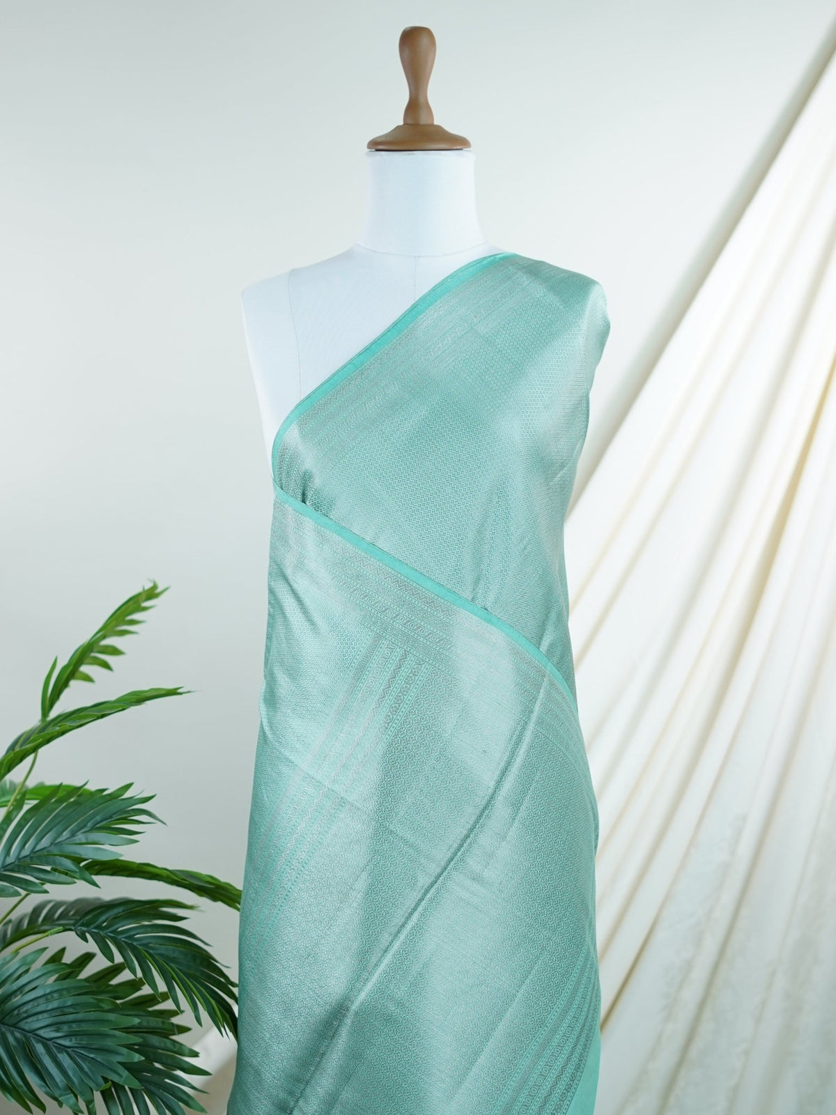 Chiniya Silk Powder Blue 100% Pure Katan Soft Silk - Manoranjitham Weaves - Handloom Store