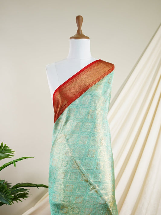 Kanchipuram Silk Green 100% Pure Silk  - Manoranjitham Weaves - Handloom Store