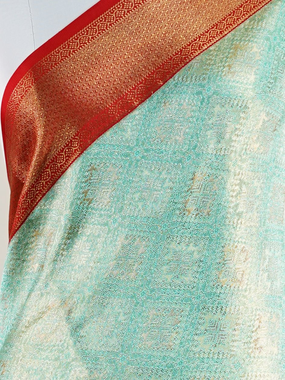 Kanchipuram Silk Green 100% Pure Silk  - Manoranjitham Weaves - Handloom Store