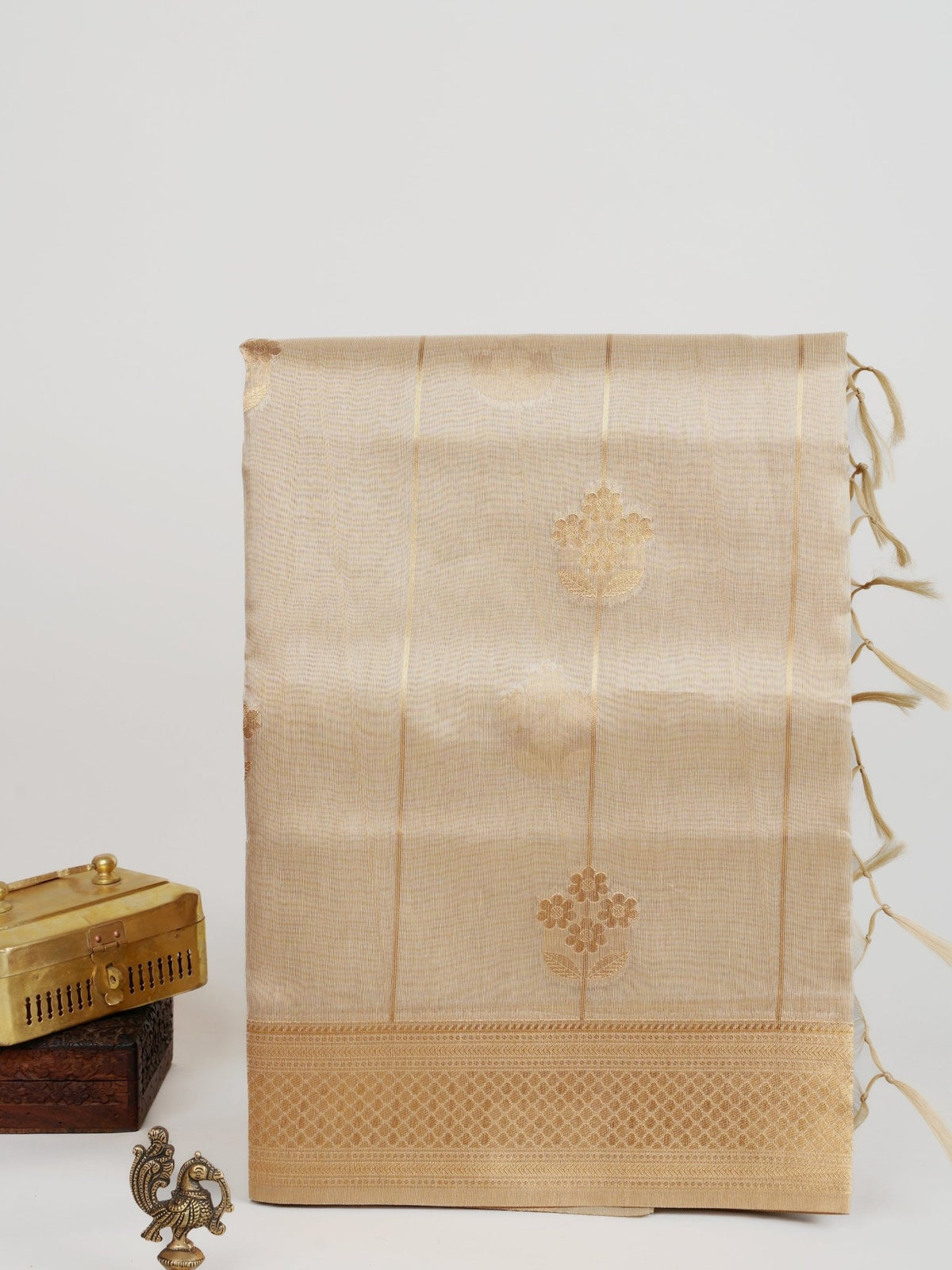 tissue Gold Kora Semi Tissue - Manoranjitham Weaves - Handloom Store
