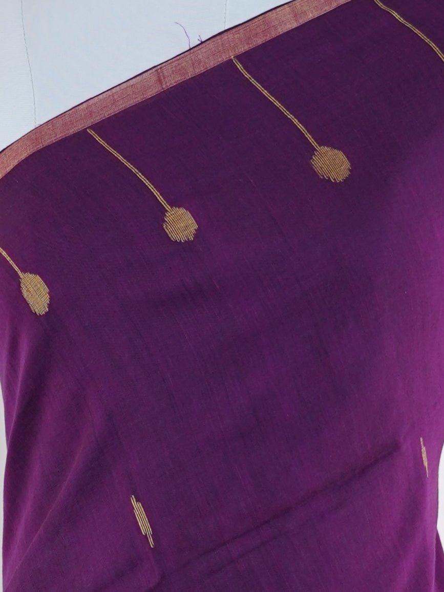 Cotton Maroon 100% Pure Cotton - Manoranjitham Weaves - Handloom Store