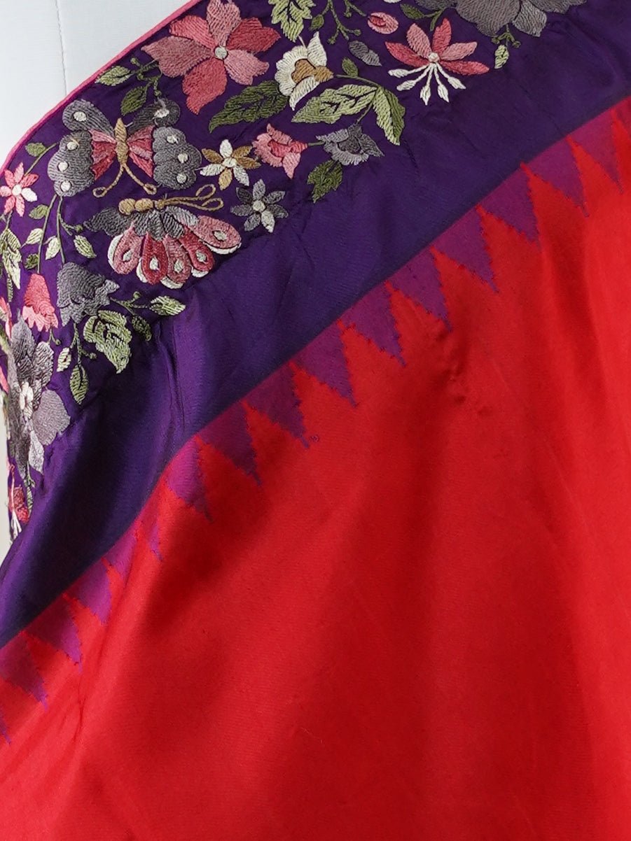 Gadwal Silk Red 100% Pure Silk  - Manoranjitham Weaves - Handloom Store