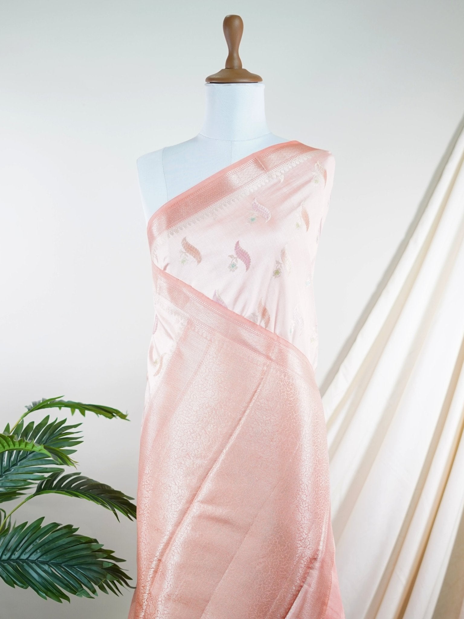 Chiniya Silk Orange 100% Pure Katan Soft Silk - Manoranjitham Weaves - Handloom Store