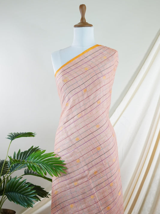 Linen Peach 100% Pure Linen - Manoranjitham Weaves - Handloom Store