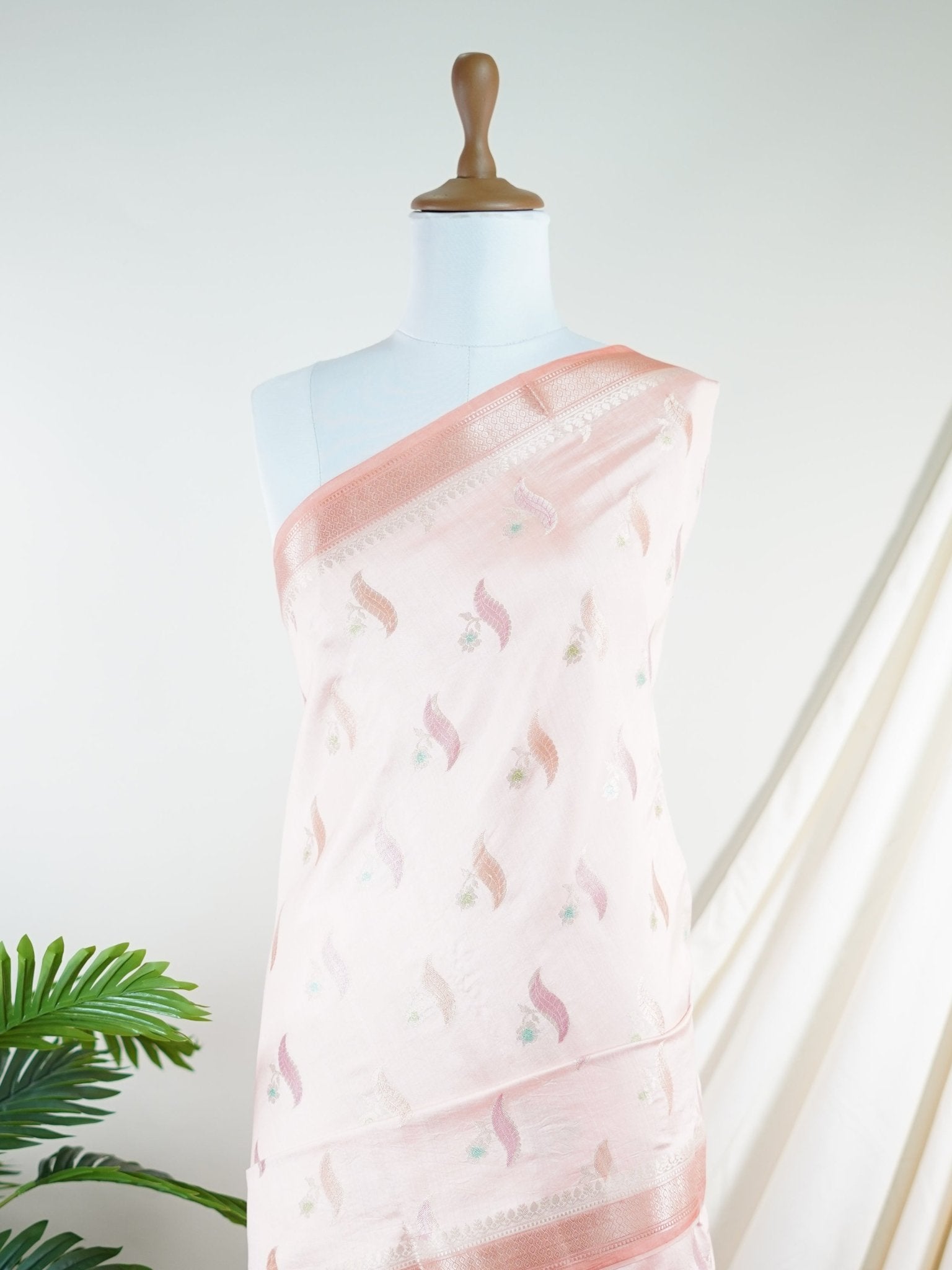 Chiniya Silk Orange 100% Pure Katan Soft Silk - Manoranjitham Weaves - Handloom Store