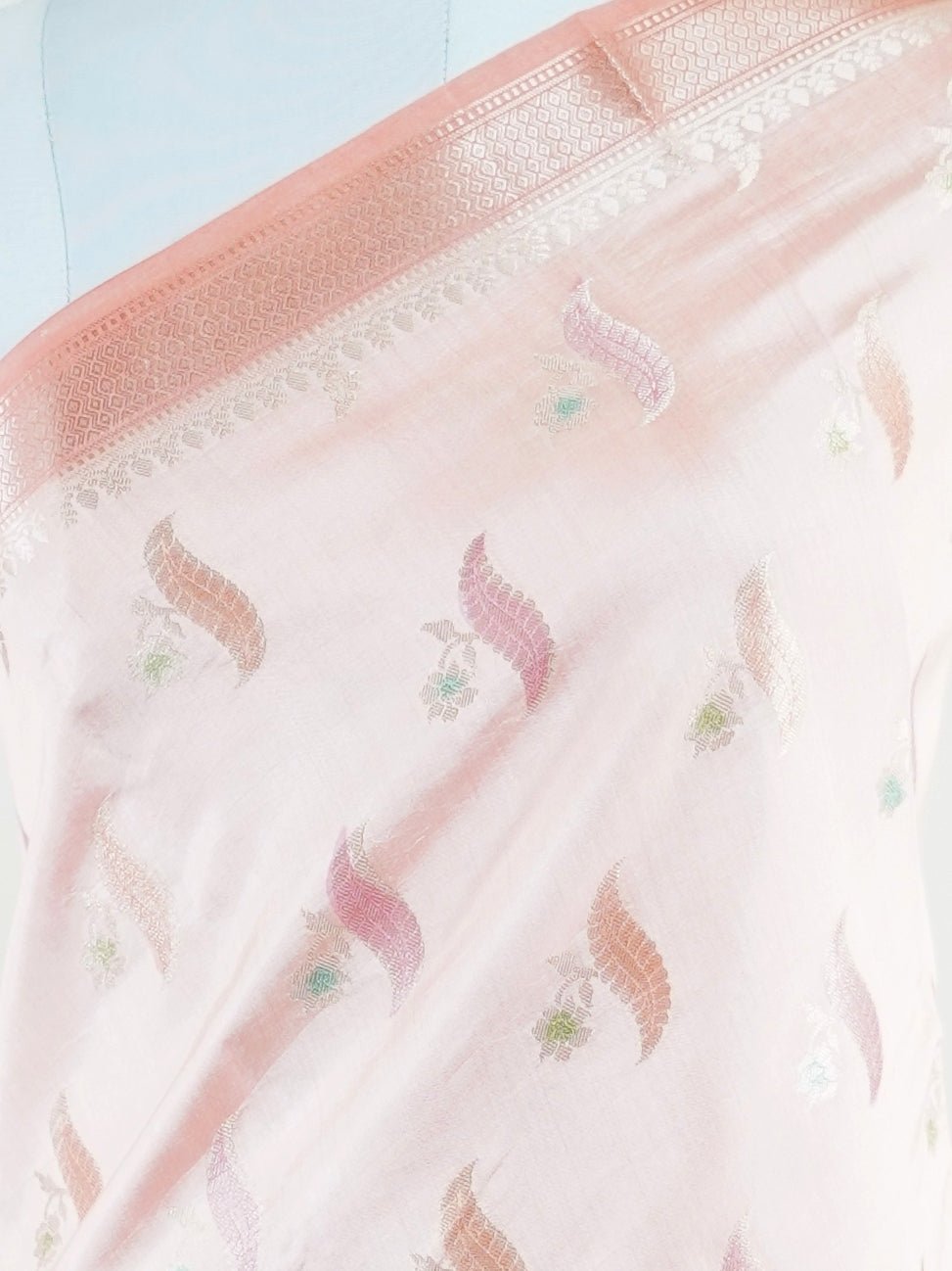 Chiniya Silk Orange 100% Pure Katan Soft Silk - Manoranjitham Weaves - Handloom Store