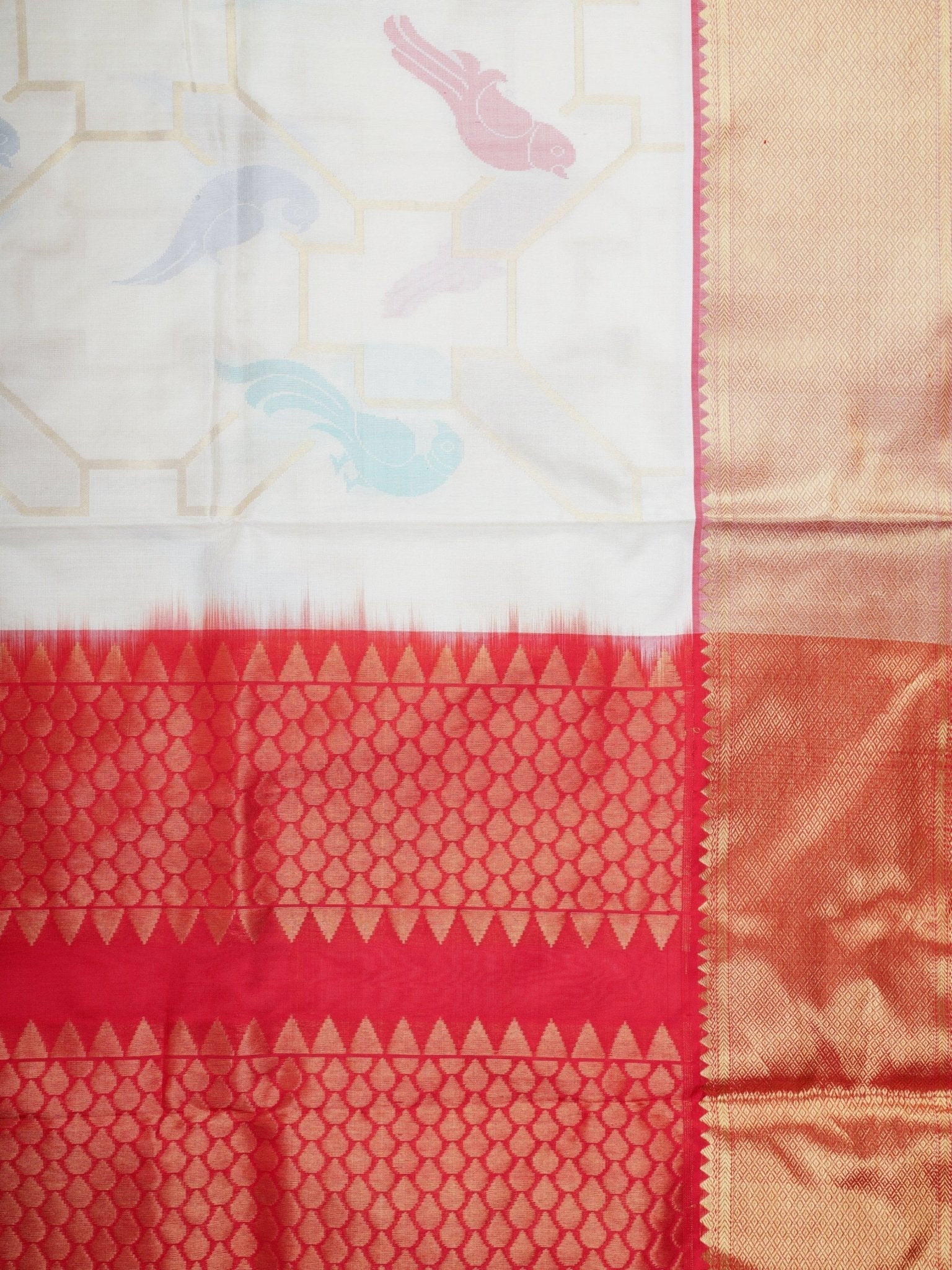 Venkatagiri Silk White 100% Pure Silk  - Manoranjitham Weaves - Handloom Store