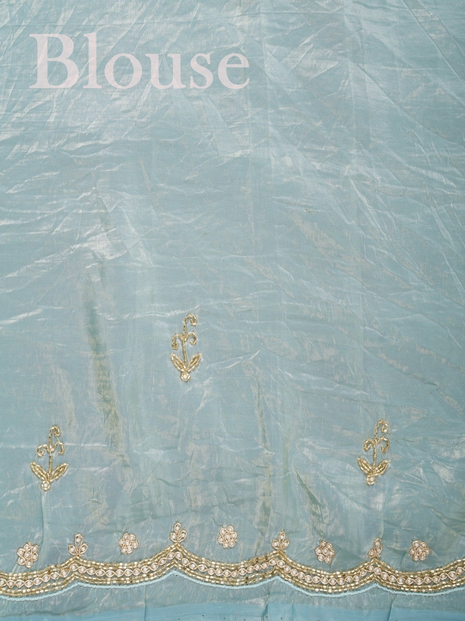 Semi Organza Teal Semi Organza - Manoranjitham Weaves - Handloom Store