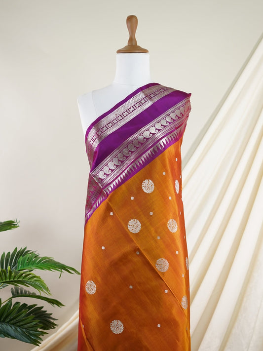 Venkatagiri Silk Brown 100% Pure Silk  - Manoranjitham Weaves - Handloom Store