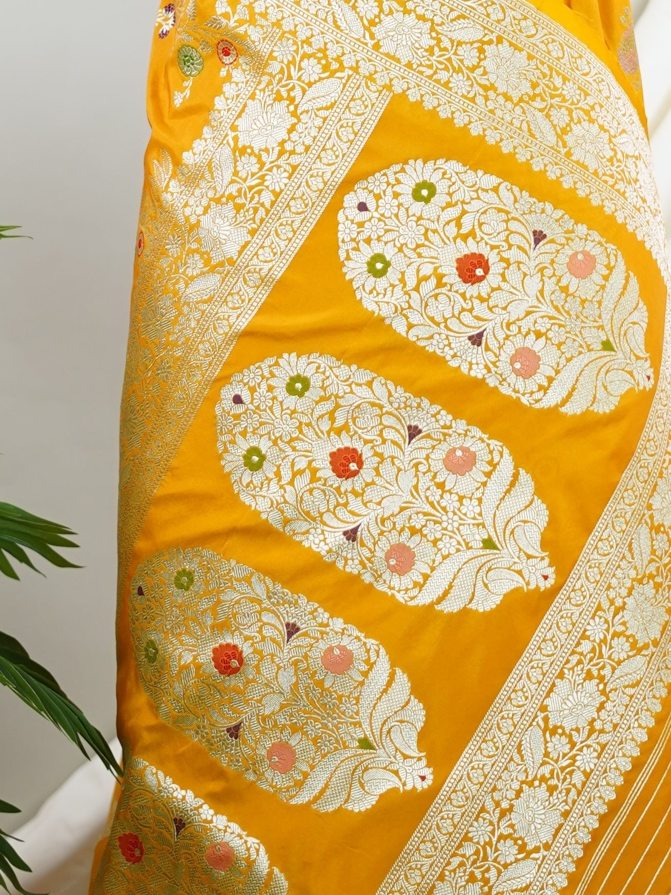 Katan Yellow Katan Semi Silk - Manoranjitham Weaves - Handloom Store