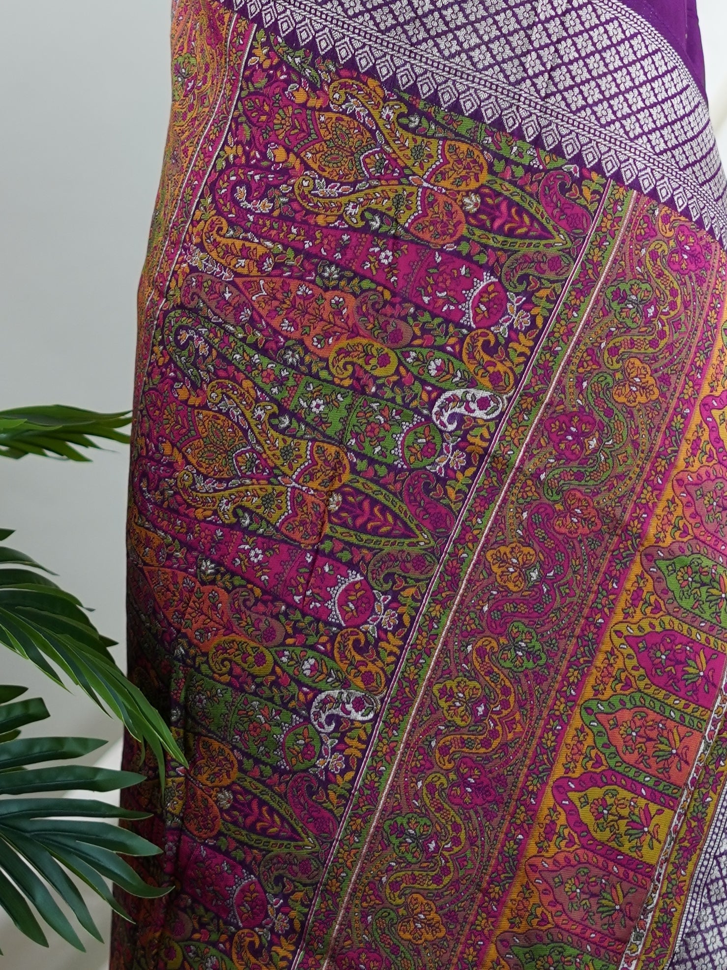 Georgette Magenta Pink Tussar Georgette - Manoranjitham Weaves - Handloom Store