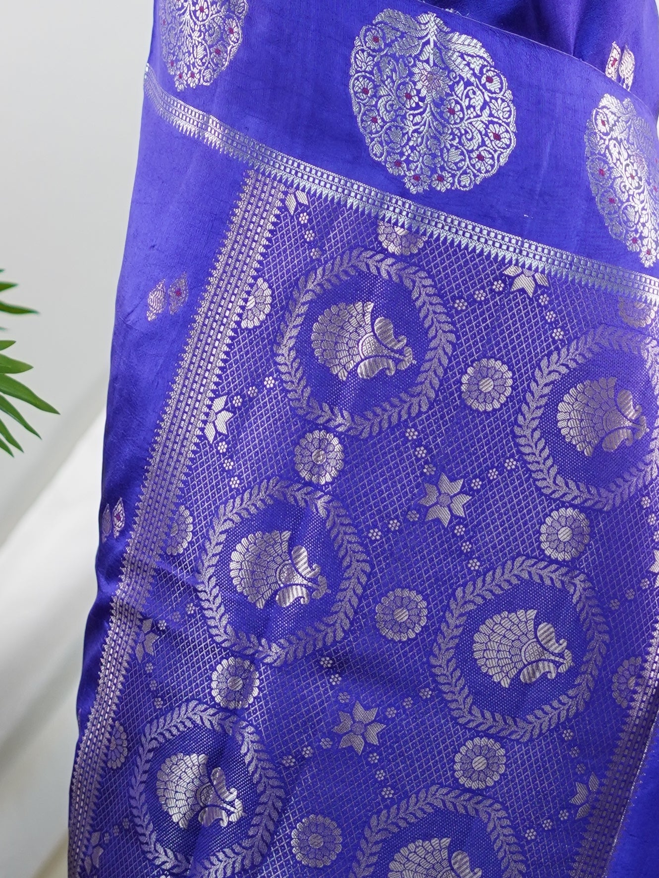Katan Royal Blue 100% Pure Katan Soft Silk - Manoranjitham Weaves - Handloom Store