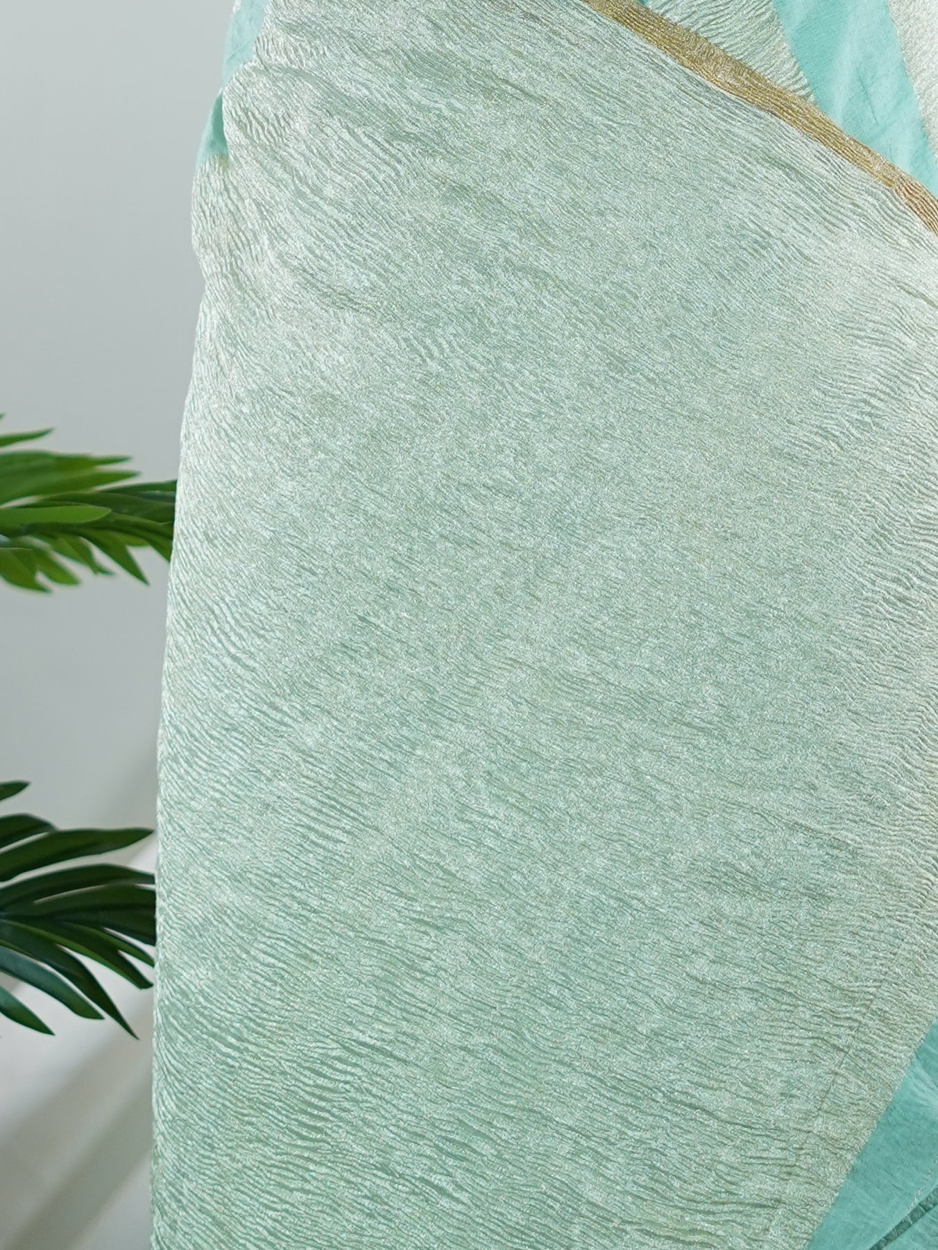 Tissue Teal Green  100% Pure Tissue - Manoranjitham Weaves - Handloom Store