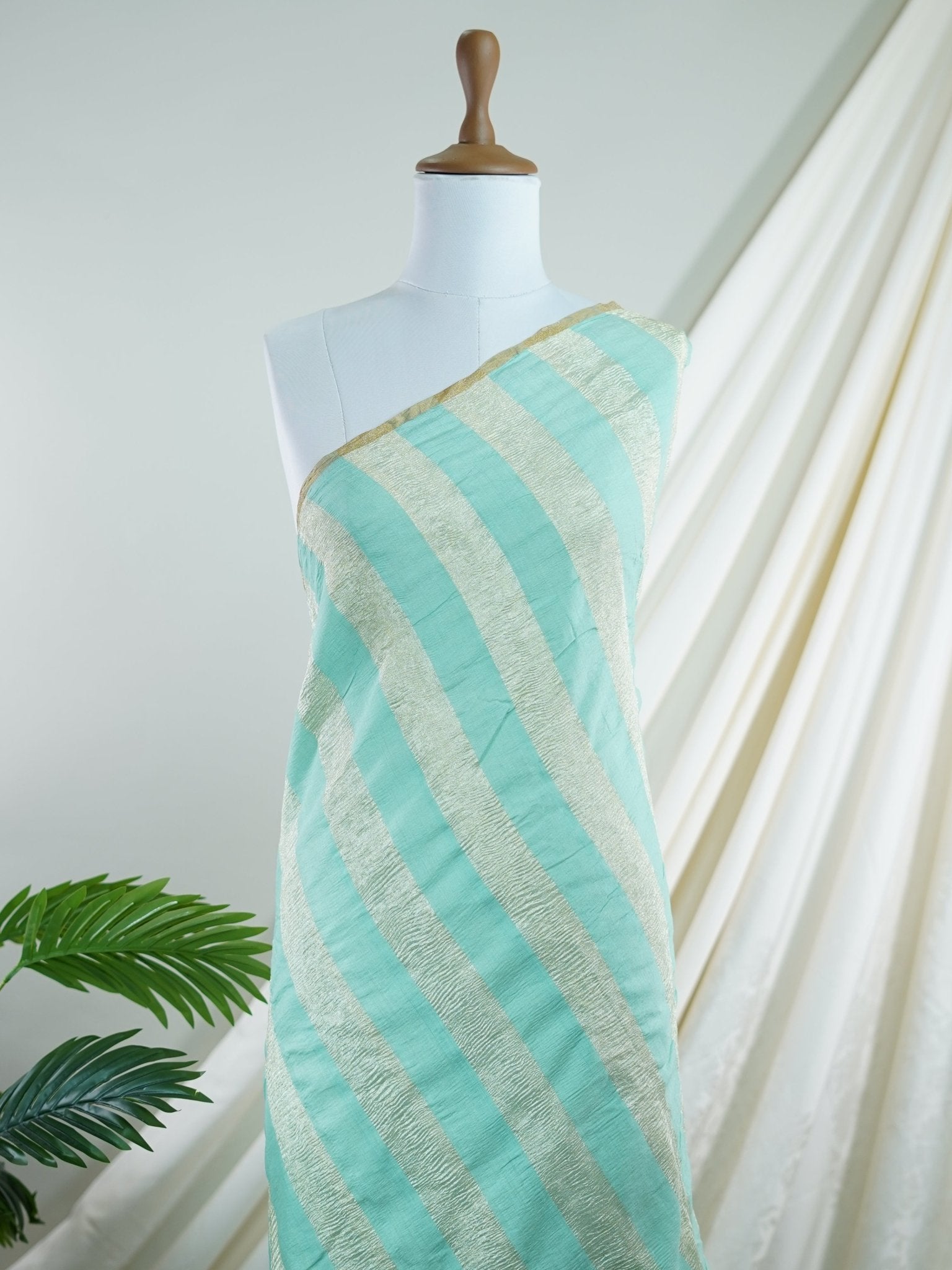 Tissue Teal Green  100% Pure Tissue - Manoranjitham Weaves - Handloom Store