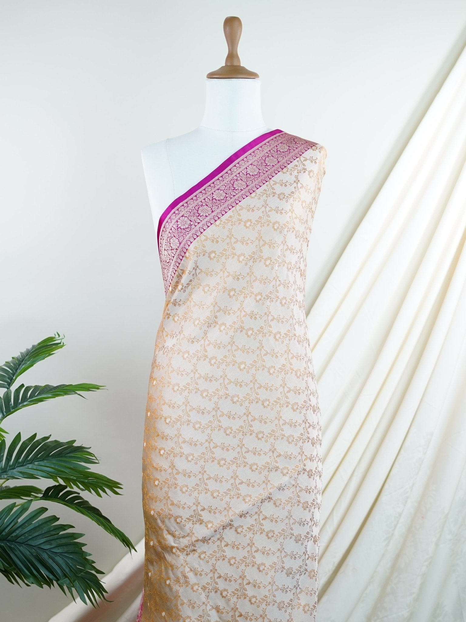 Katan Ivory Katan Semi Silk - Manoranjitham Weaves - Handloom Store