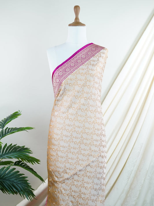 Katan Ivory Katan Semi Silk - Manoranjitham Weaves - Handloom Store