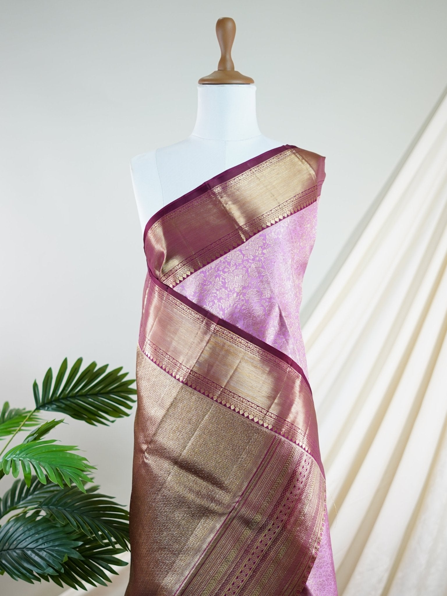 Kanchipuram Silk Baby Pink 100% Pure Silk  - Manoranjitham Weaves - Handloom Store