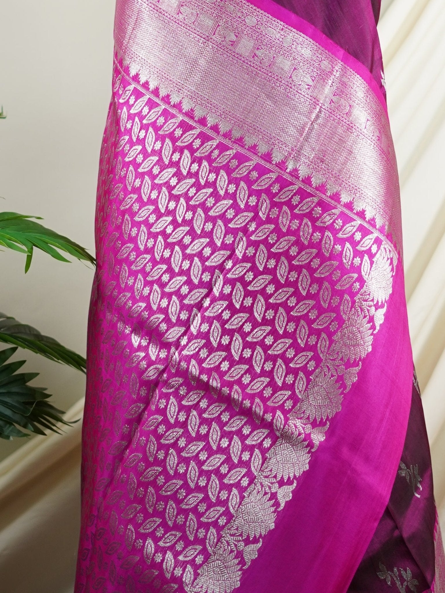 Venkatagiri Silk Maroon Pink 100% Pure Silk  - Manoranjitham Weaves - Handloom Store