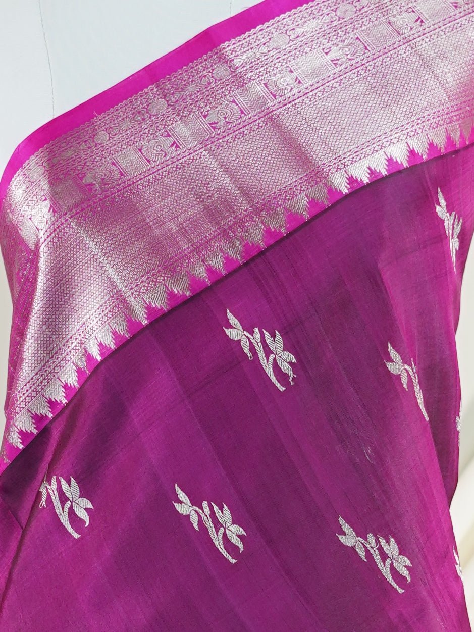 Venkatagiri Silk Maroon Pink 100% Pure Silk  - Manoranjitham Weaves - Handloom Store