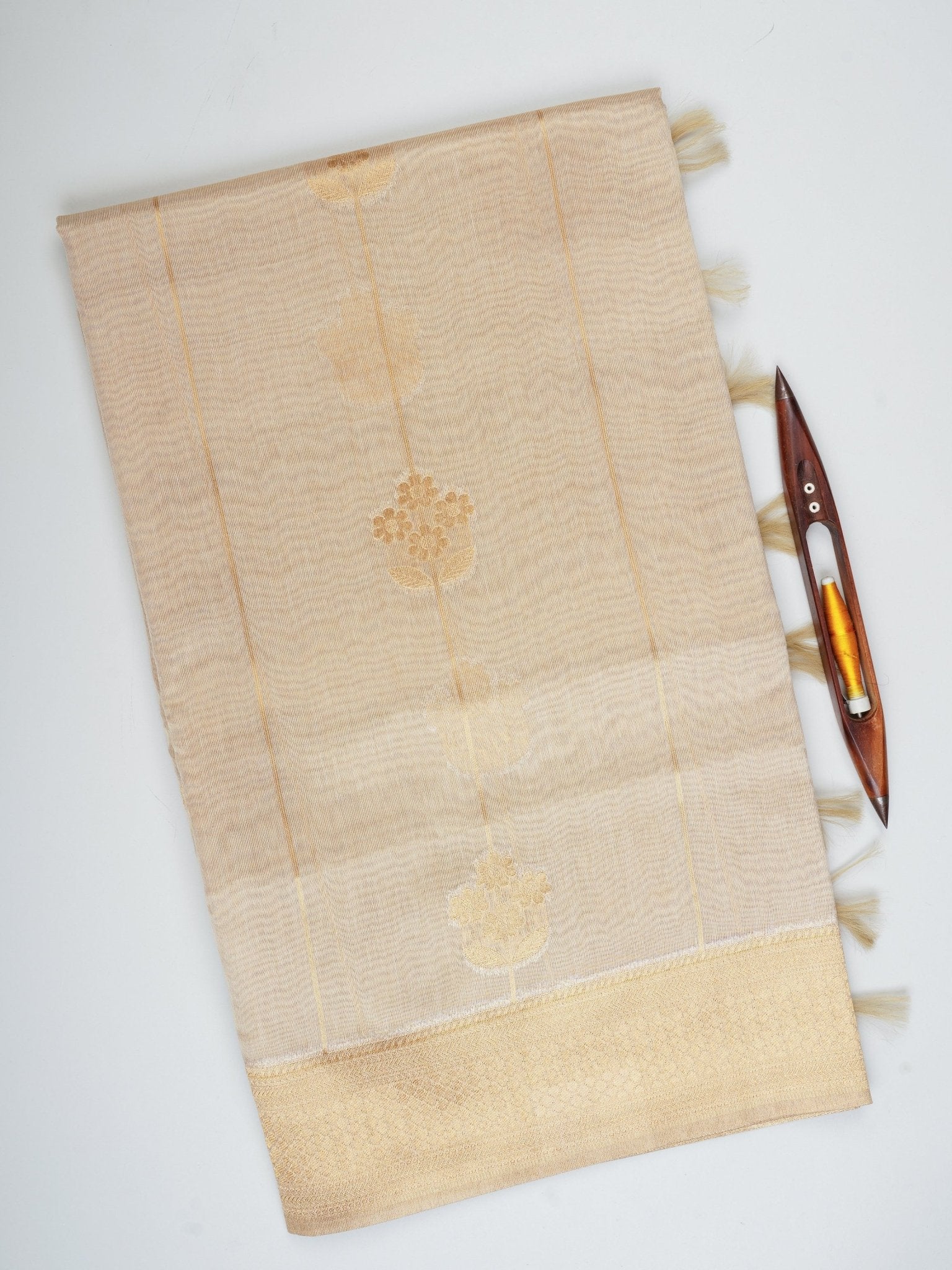 tissue Gold Kora Semi Tissue - Manoranjitham Weaves - Handloom Store