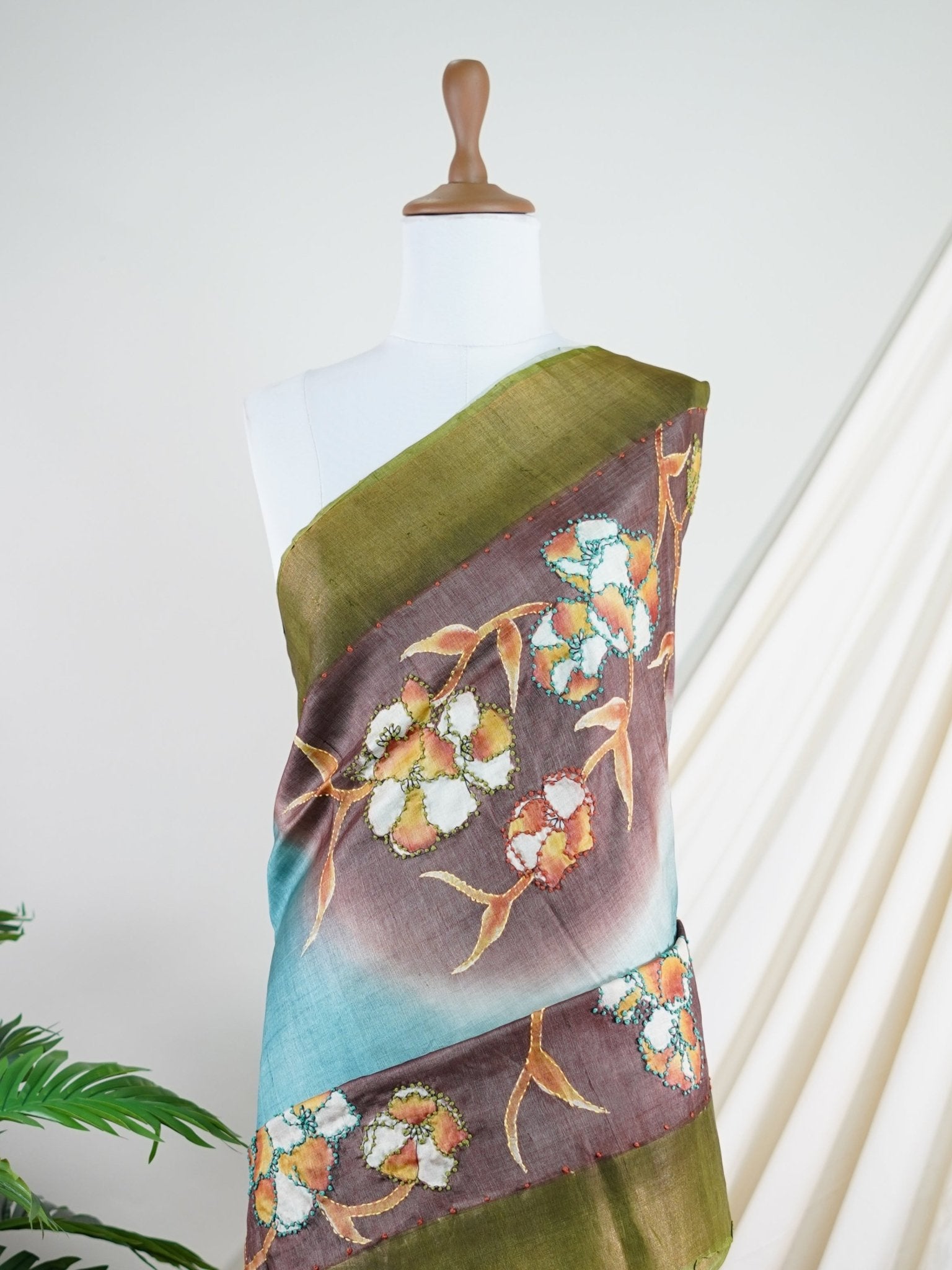 Tussars Mocha 100% Pure Tussar - Manoranjitham Weaves - Handloom Store