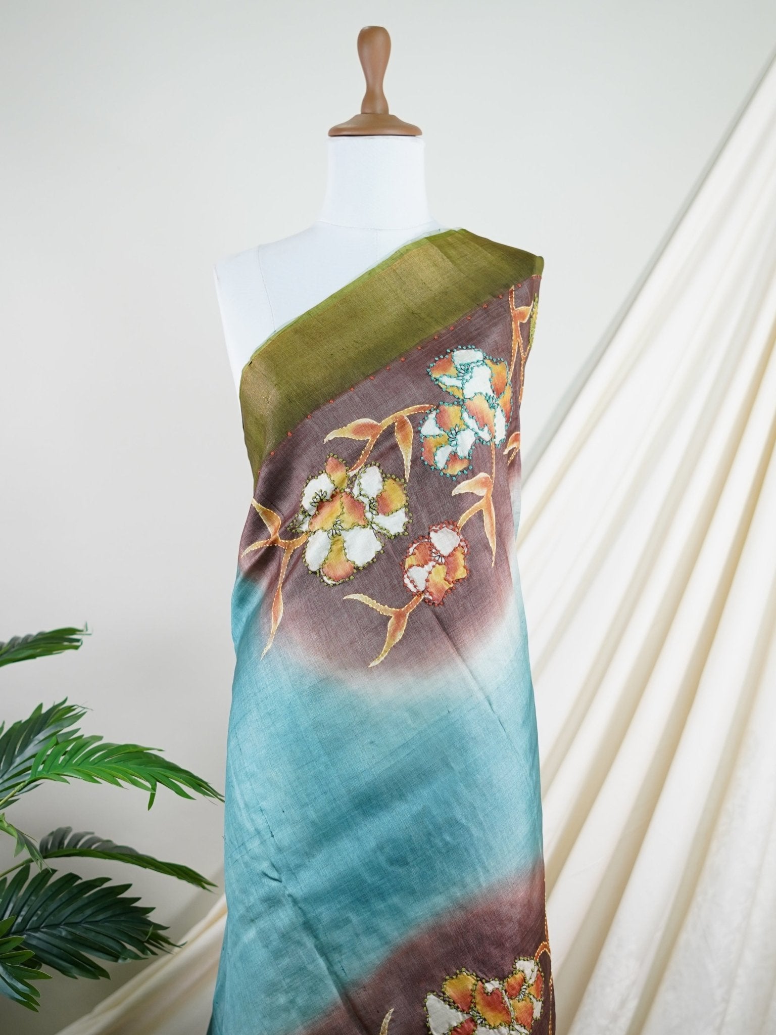 Tussars Mocha 100% Pure Tussar - Manoranjitham Weaves - Handloom Store