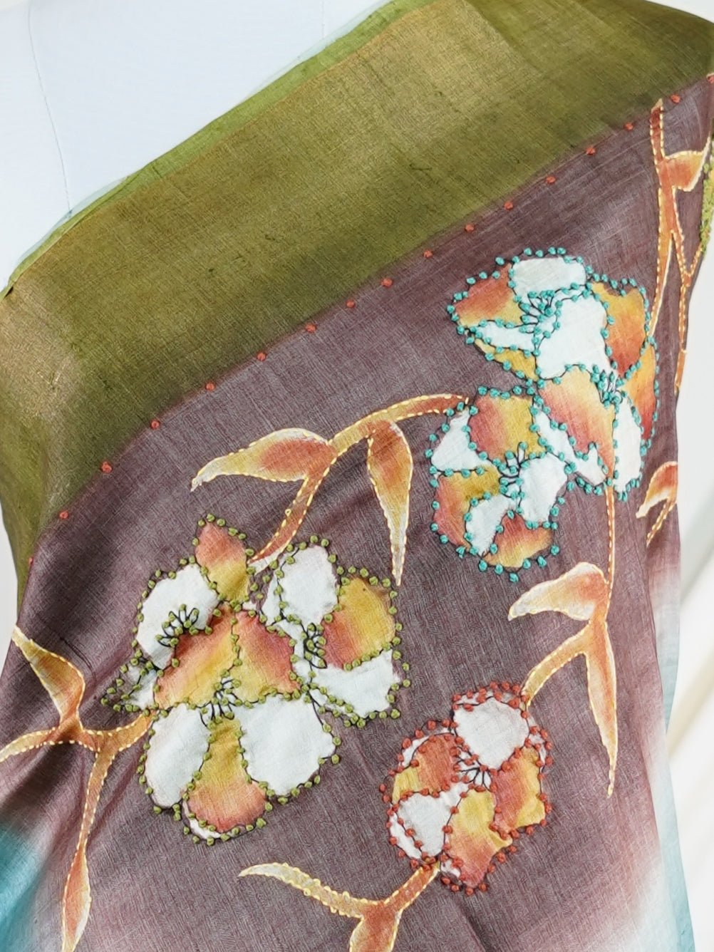 Tussars Mocha 100% Pure Tussar - Manoranjitham Weaves - Handloom Store