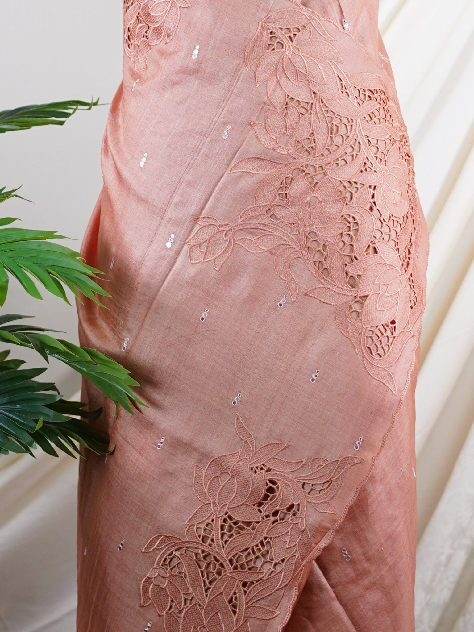 Tussars Orange 100% Pure Tussar - Manoranjitham Weaves - Handloom Store