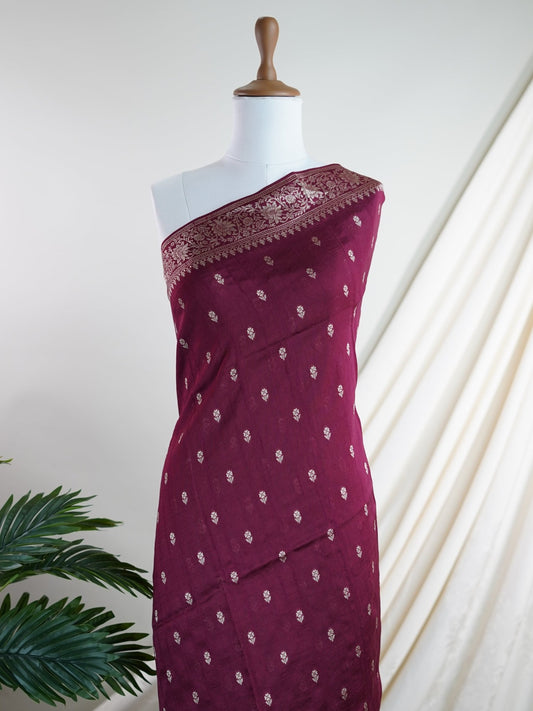 Georgette Maroon Tussar Georgette - Manoranjitham Weaves - Handloom Store