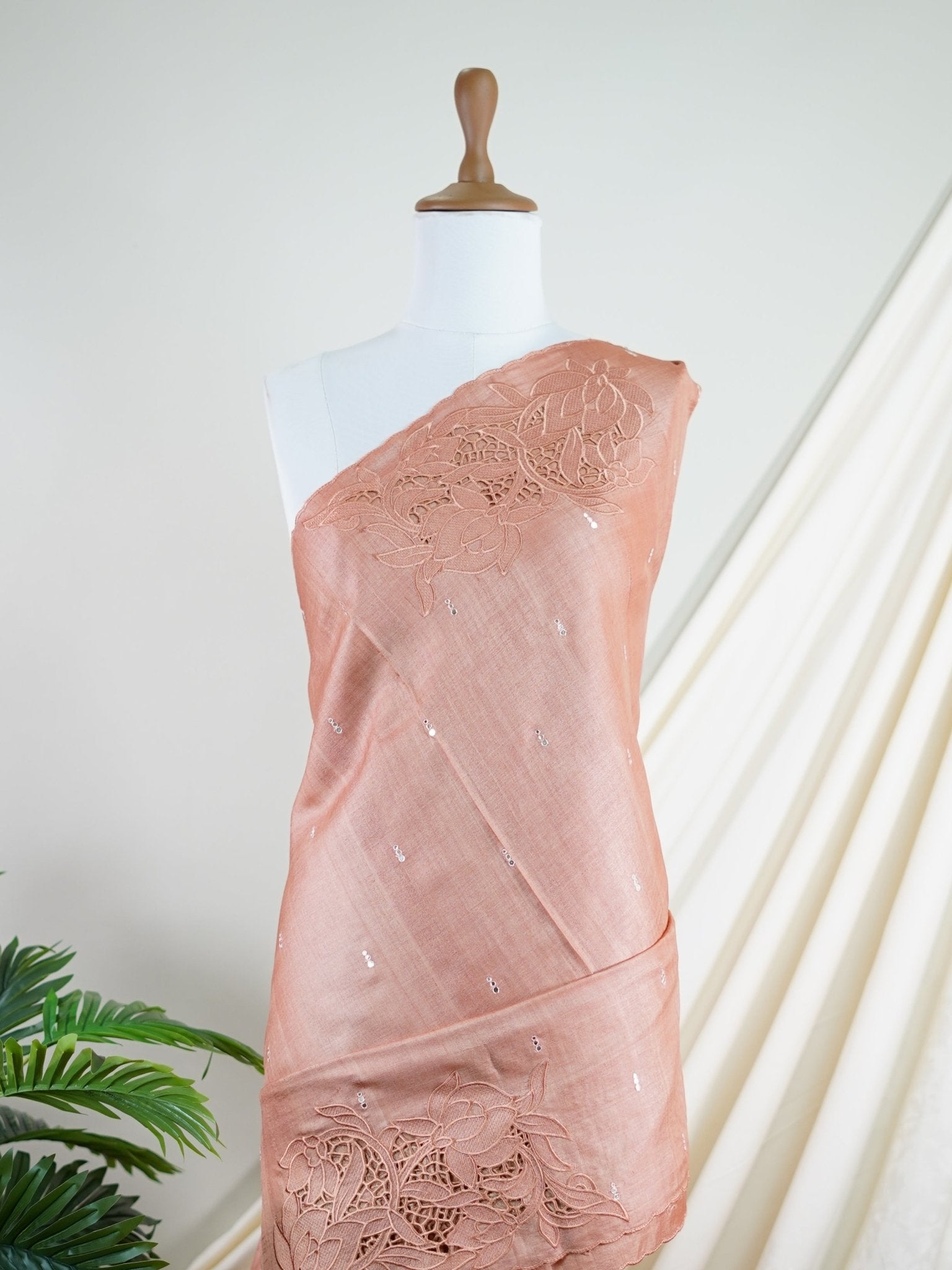 Tussars Orange 100% Pure Tussar - Manoranjitham Weaves - Handloom Store