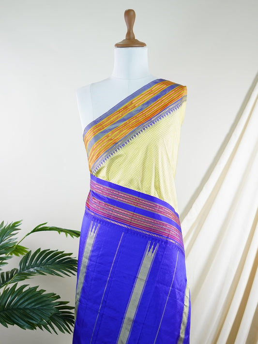 Narayanpet Pista Green 100% Pure Silk  - Manoranjitham Weaves - Handloom Store