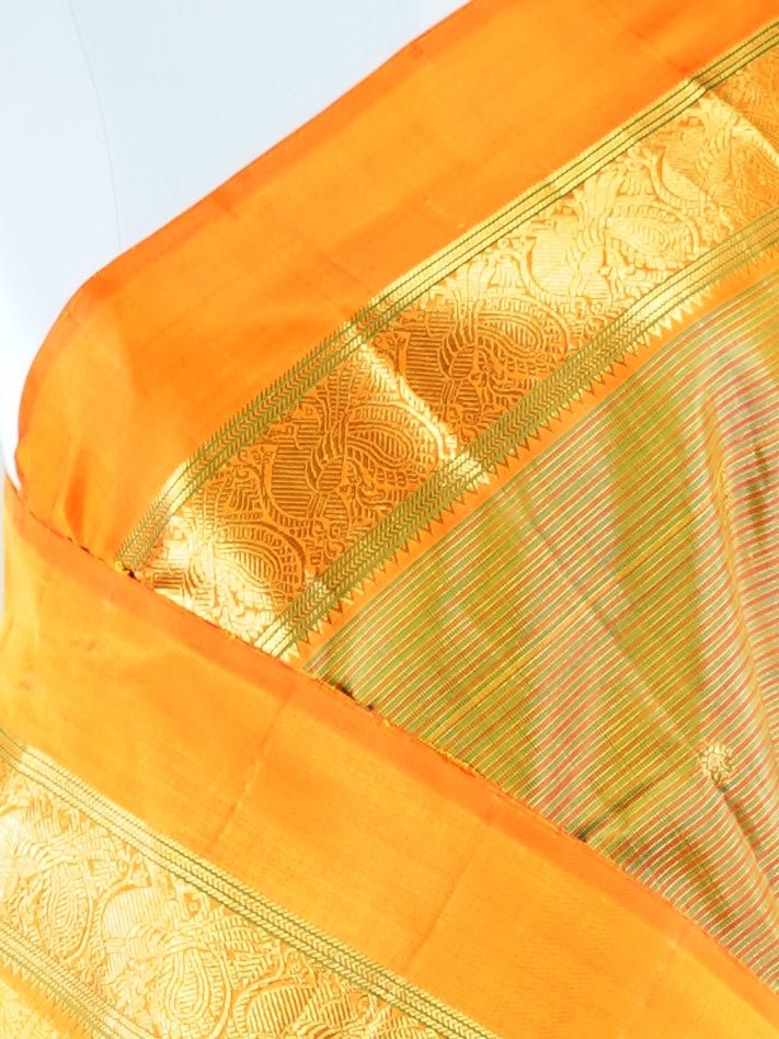 Kanchipuram Silk Green 100% Pure Silk  - Manoranjitham Weaves - Handloom Store