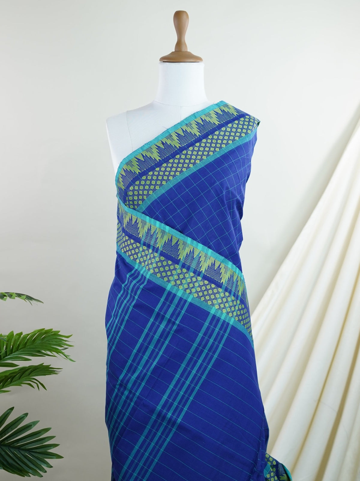 Kanchipuram Cottons Blue 100% Pure Cotton - Manoranjitham Weaves - Handloom Store