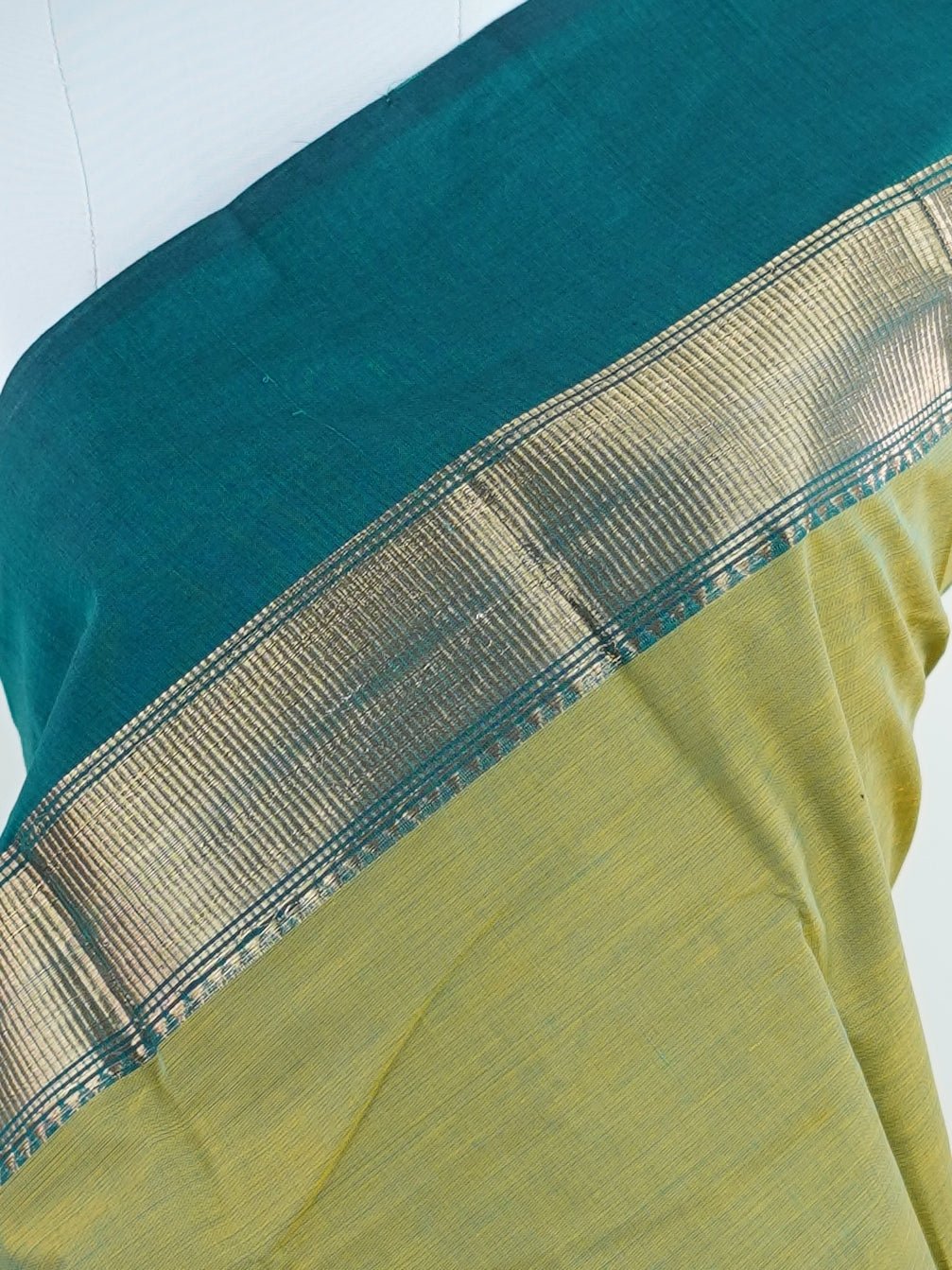 Kanchipuram Cottons Green 100% Pure Cotton - Manoranjitham Weaves - Handloom Store
