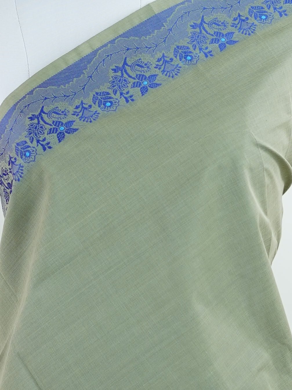 Kanchipuram Cottons Green 100% Pure Cotton - Manoranjitham Weaves - Handloom Store