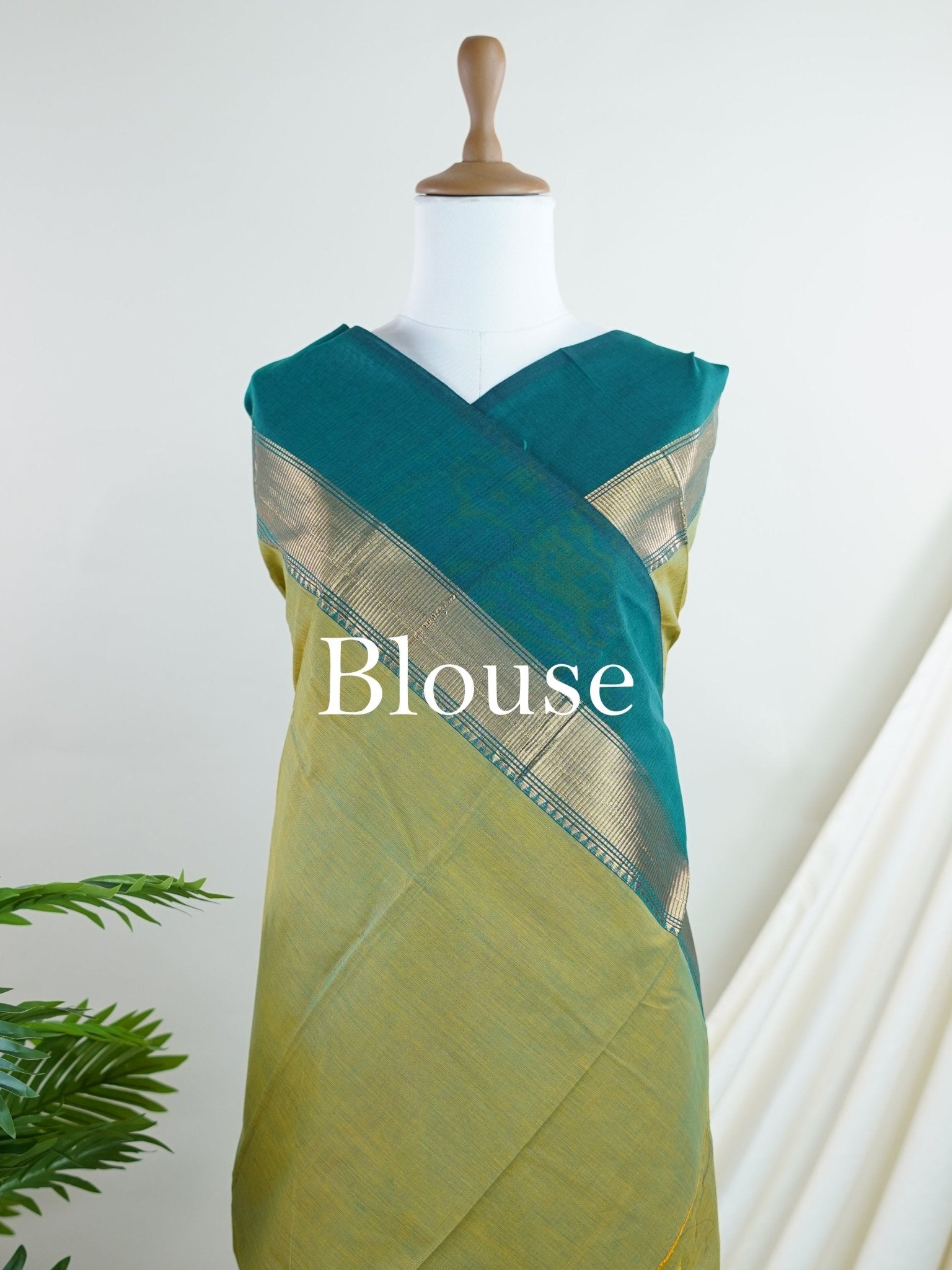 Kanchipuram Cottons Green 100% Pure Cotton - Manoranjitham Weaves - Handloom Store