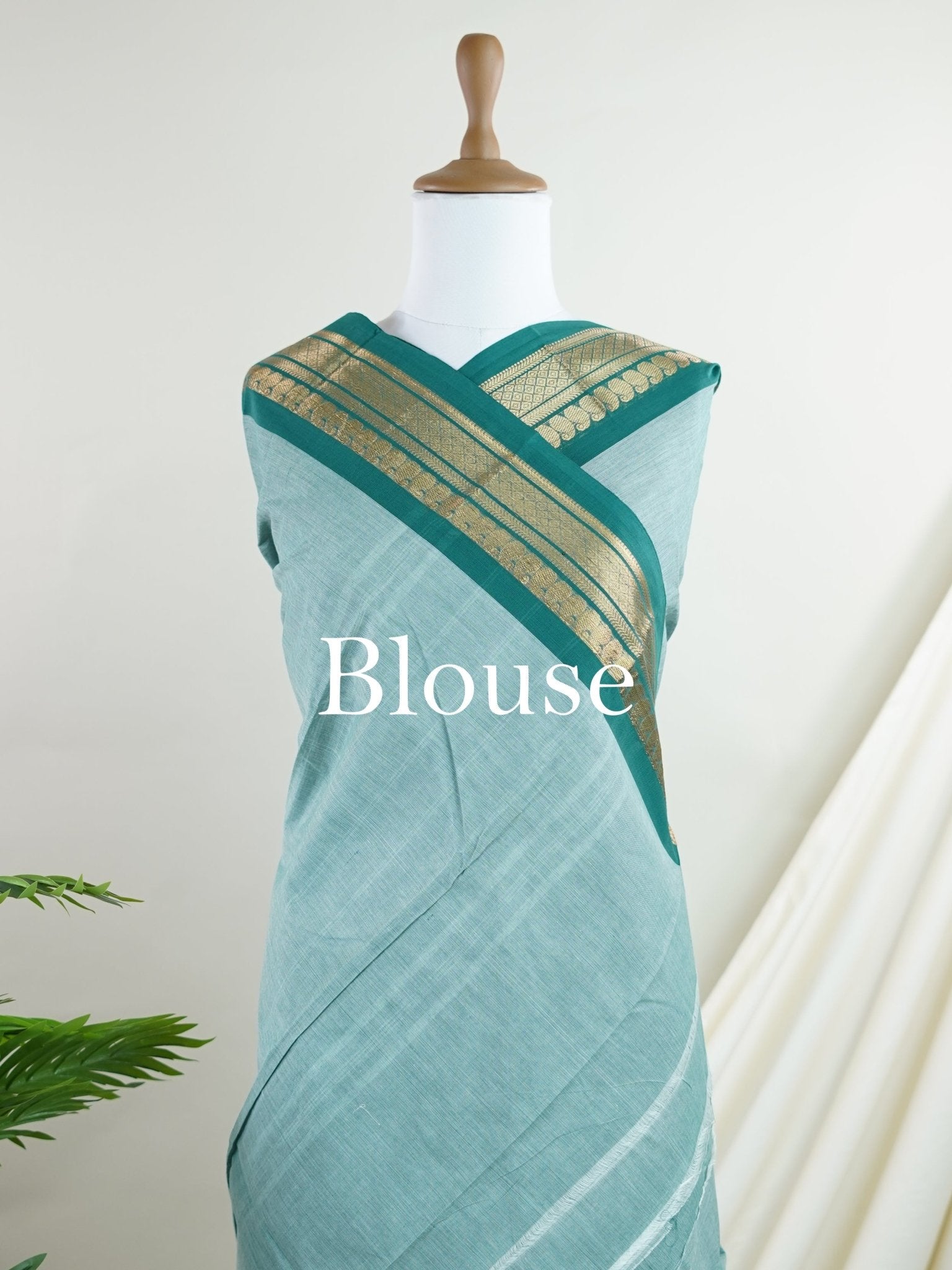 Kanchipuram Cottons Green 100% Pure Cotton - Manoranjitham Weaves - Handloom Store