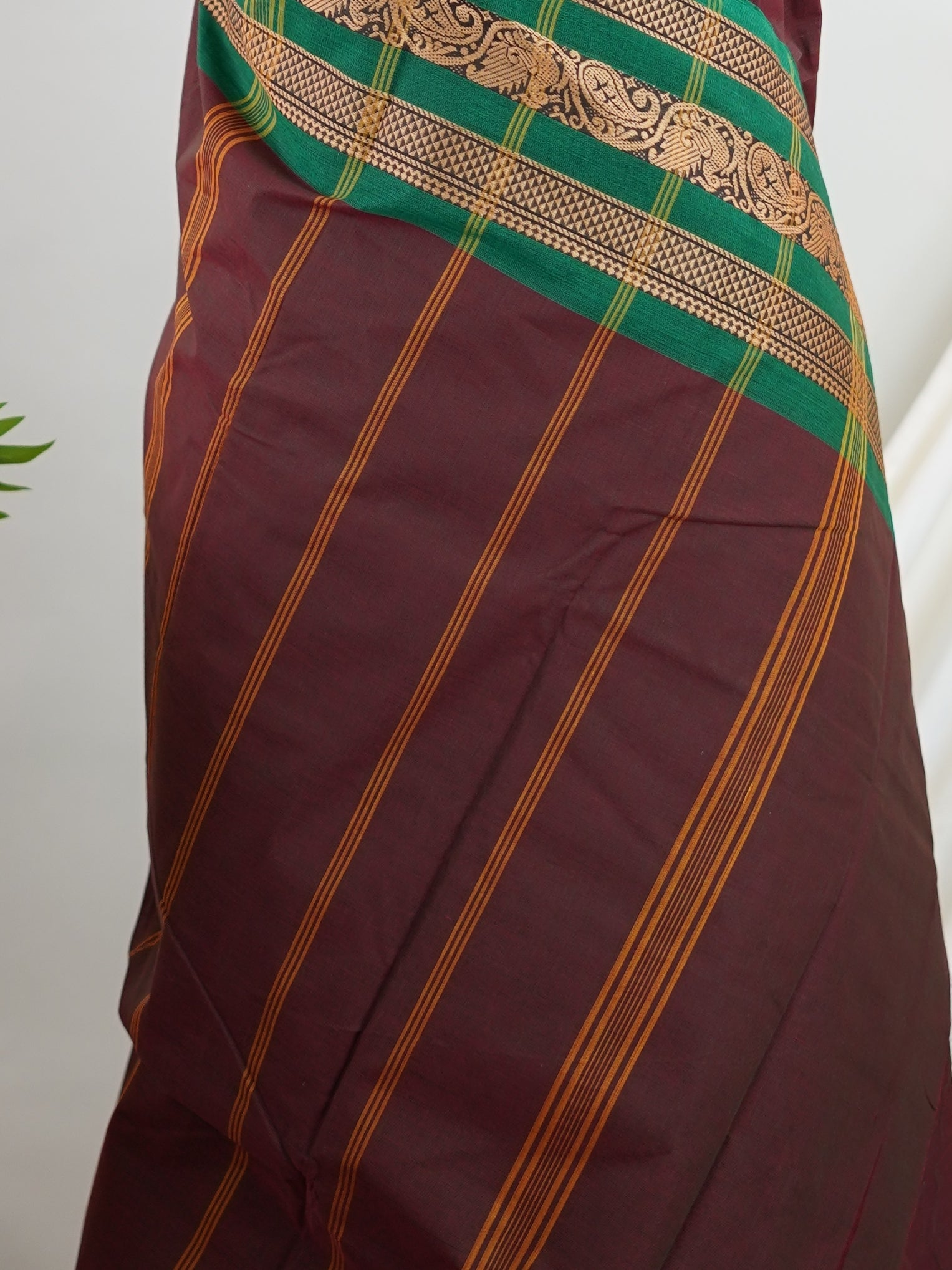 Kanchipuram Cottons Maroon 100% Pure Cotton - Manoranjitham Weaves - Handloom Store