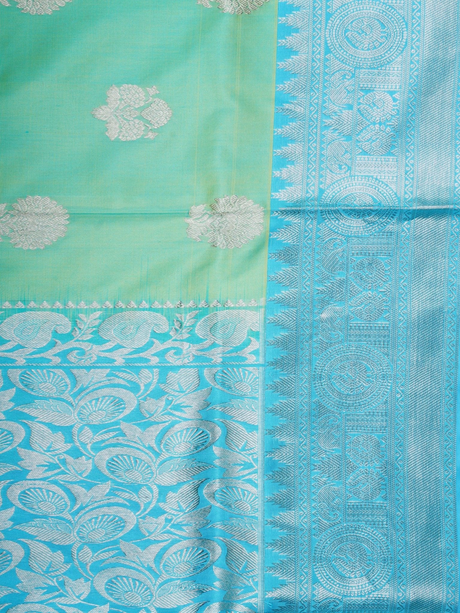 Venkatagiri Silk Freen 100% Pure Silk  - Manoranjitham Weaves - Handloom Store