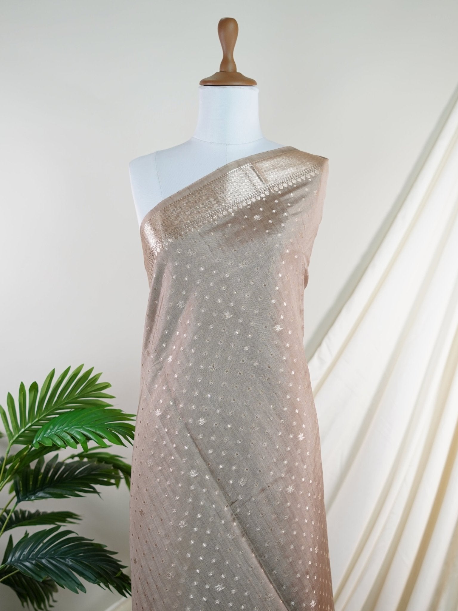 Chiniya Silk Brown 100% Pure Katan Soft Silk - Manoranjitham Weaves - Handloom Store